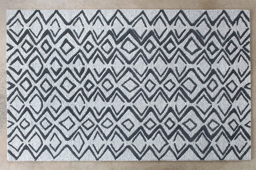 RUG352 - 5' x 8' Gray/Taupe Wool & Cotton Diamond Patterned Rug