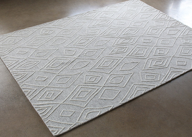 RUG355 - 8 x 11 Ivory Natural Wool & Cotton Patterned Rug