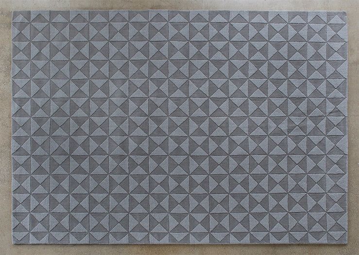 RUG373 - 8' x 11' Pewter 100% Wool Geometric Patterned Rug 