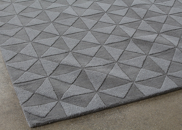 RUG373 - 8' x 11' Pewter 100% Wool Geometric Patterned Rug 
