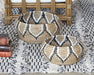 SBASK09 - Set Of 2 Raffia Nesting Baskets With Tribal Pattern