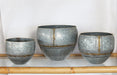 SBOWL13 - Set Of 3 Galvanized Pots With Brass Welds