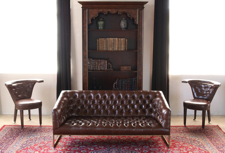Academy Leather Chair with Nailhead Trim 