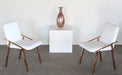 White Leather Side Chair with Polished Rose Gold Frame