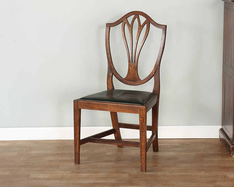 Shield Back Dining Chair in Black Oak, Circa 1960