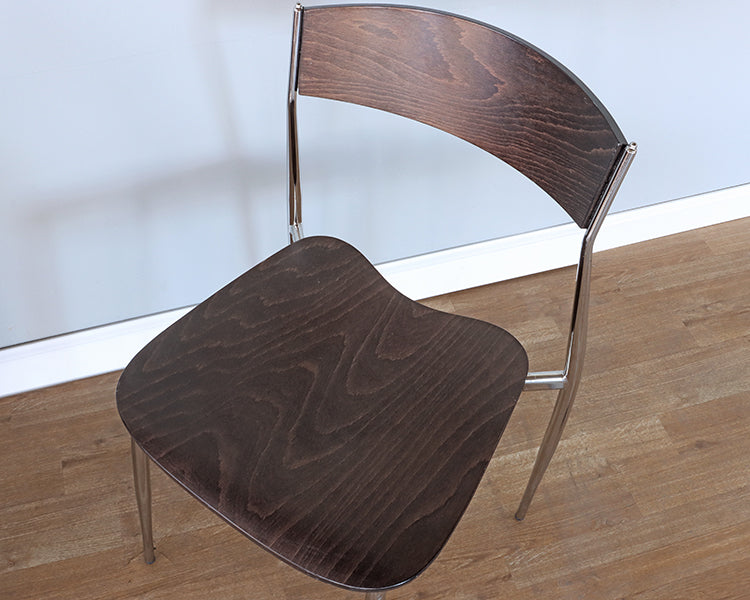 Dark Wood & Chrome Leg Side Chair
