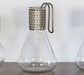 SDECA02 Set of 3 Mid-Century Pyrex Glass and Brass Decanters, Vintage 1950's