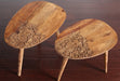 SET08 - Set of 2 Natural Sheesham Wood Oval End Tables