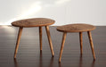 SET08 - Set of 2 Natural Sheesham Wood Oval End Tables
