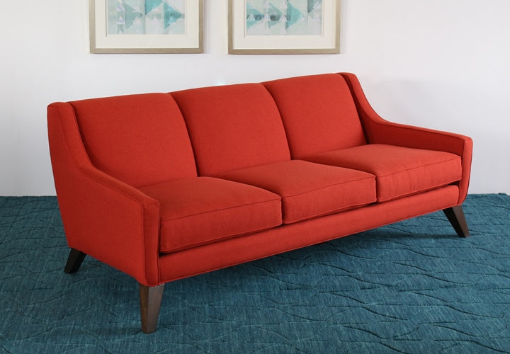 Tightback Rust Sofa with Splayed Walnut Legs