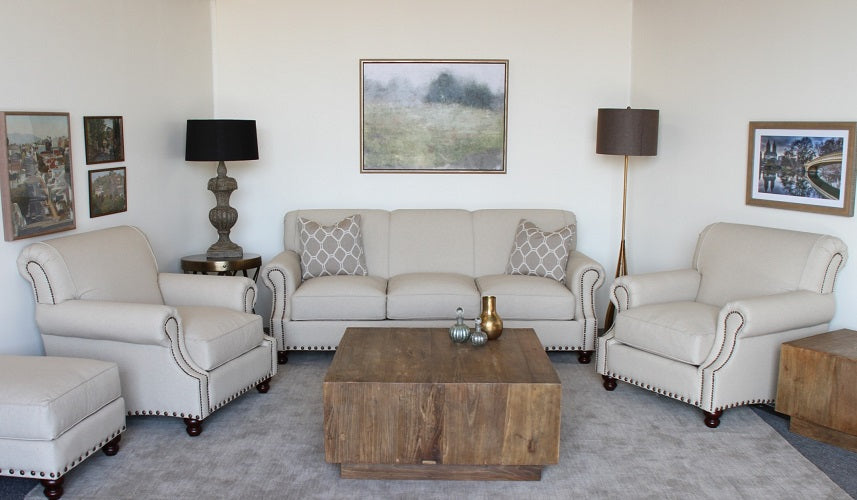 Natural Linen Ottoman