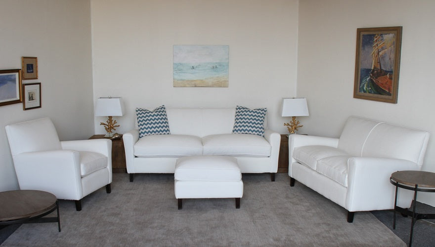 Modern White Denim Club Chair