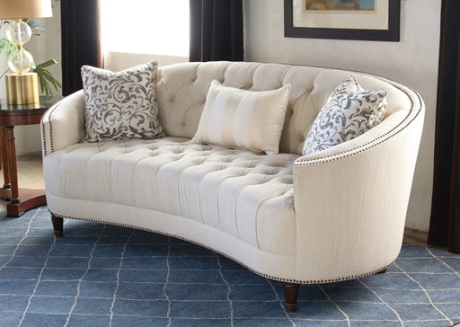 SF164 Curved Back Button Tufted Sofa With Nailhead Trim