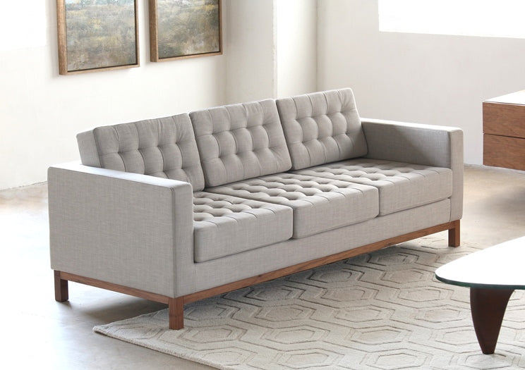 SF172 Dixon Sofa in Beige with Walnut Legs