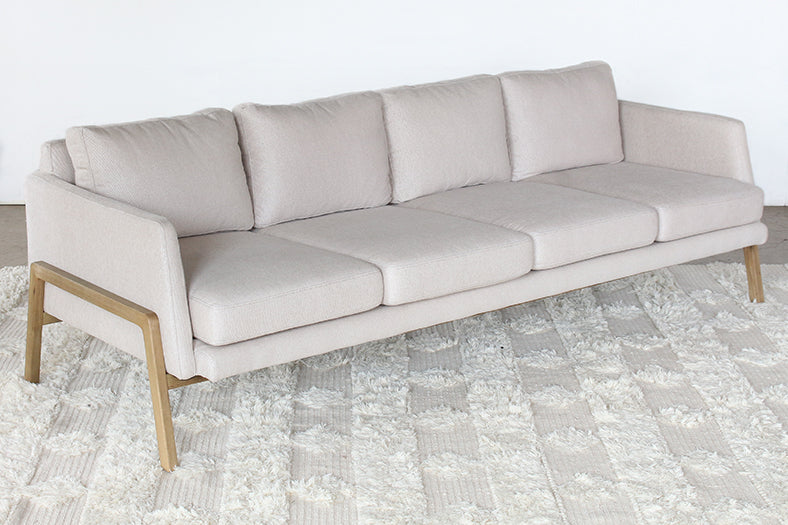 SF231 - Natural Oak Track Sofa With Ivory Upholstery