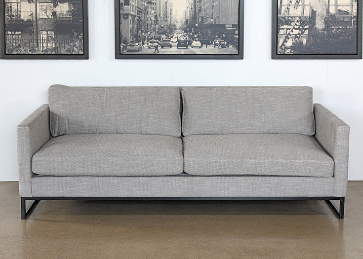 SF233 - Slim Square Arm Sofa In Textured Light Gray