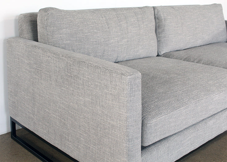 SF233 - Slim Square Arm Sofa In Textured Light Gray