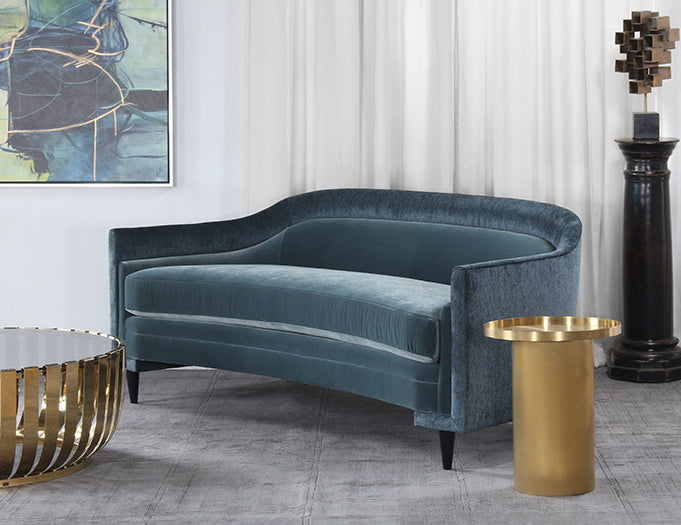 SF234 - London Blue Topaz Curved Velvet Sofa
