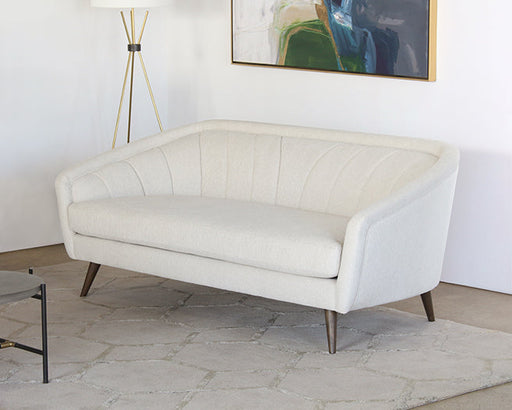 SF236 - Ivory Curved Channeled Back Sofa