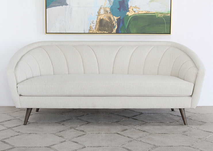 SF236 - Ivory Curved Channeled Back Sofa