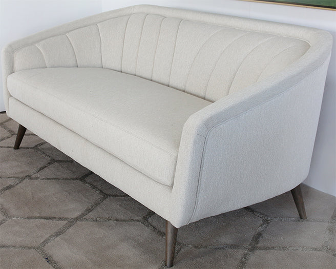 SF236 - Ivory Curved Channeled Back Sofa