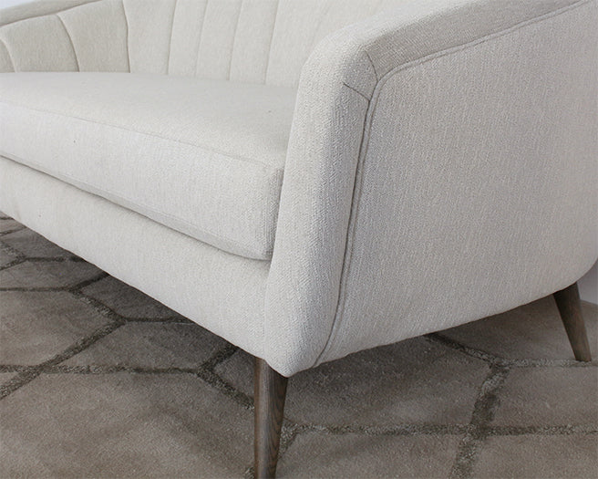 SF236 - Ivory Curved Channeled Back Sofa