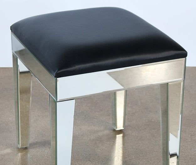 Mirrored Stool With Black Seat
