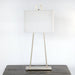 TL156 - Satin Silver Lamp with Oval White Shade