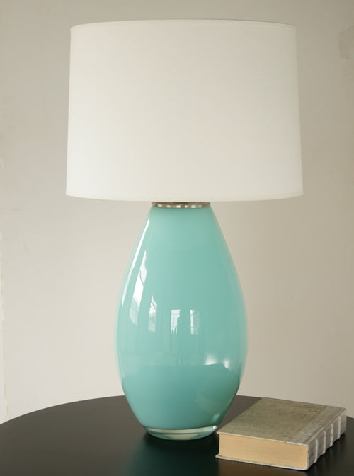 Soft Cyan Blown Glass Lamp