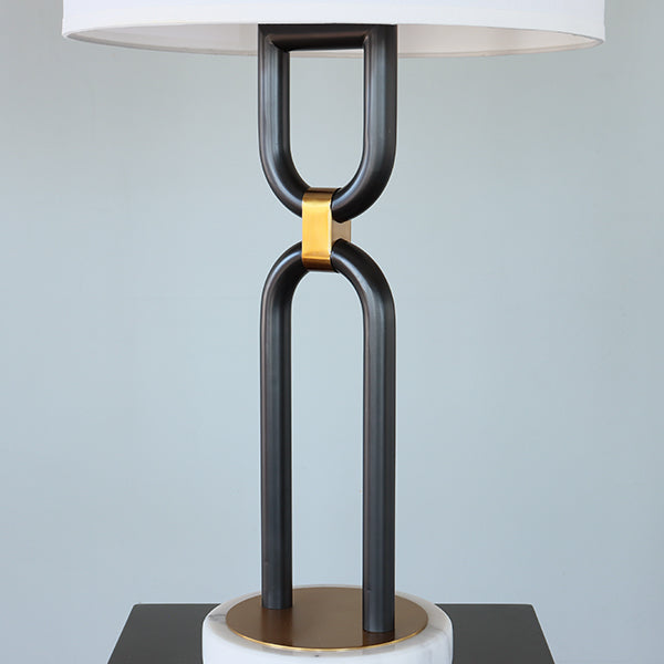 Double U Black and Brass Table Lamp
