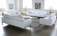 CC105 White Leather Buttton Tufted Knoll Style Club Chair