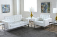 CC105 White Leather Buttton Tufted Knoll Style Club Chair