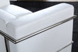 LS143 White Leather Corbusier Style Loveseat
